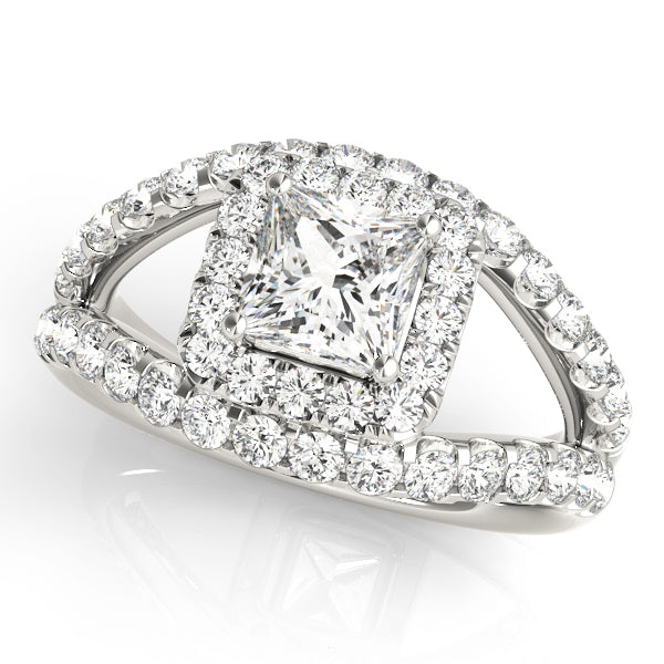 Couture Halo Princess Diamond Engagement Ring in 10K/14K gold and platinum with certified lab-grown or natural diamonds