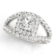 Couture Halo Princess Diamond Engagement Ring in 10K/14K gold and platinum with certified lab-grown or natural diamonds