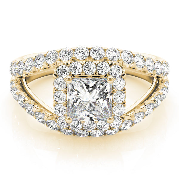 Couture Halo Princess Diamond Engagement Ring in 10K/14K gold and platinum with certified lab-grown or natural diamonds