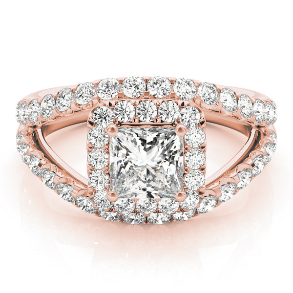 Couture Halo Princess Diamond Engagement Ring in 10K/14K gold and platinum with certified lab-grown or natural diamonds