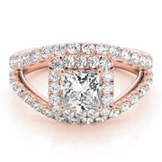 Couture Halo Princess Diamond Engagement Ring in 10K/14K gold and platinum with certified lab-grown or natural diamonds