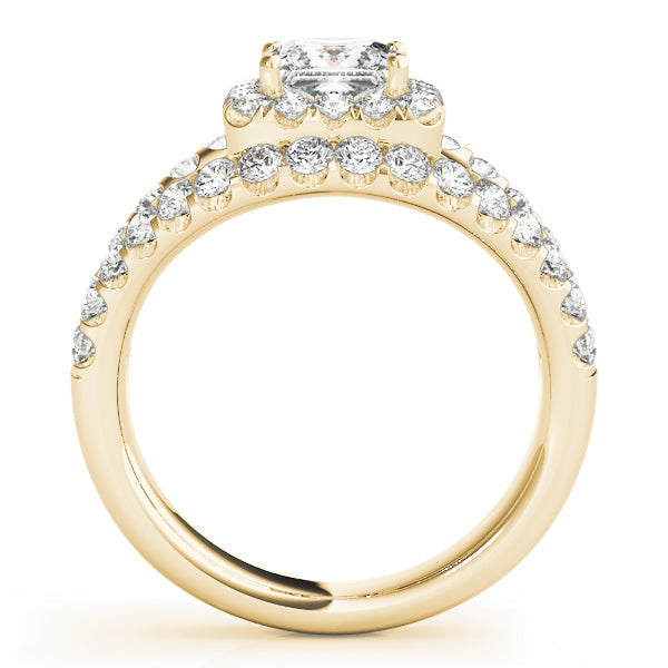 Couture Halo Princess Diamond Engagement Ring in 10K/14K gold and platinum with certified lab-grown or natural diamonds