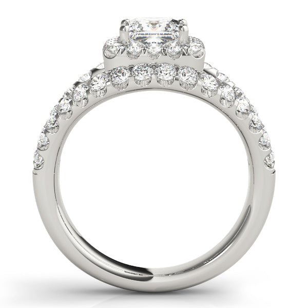 Couture Halo Princess Diamond Engagement Ring in 10K/14K gold and platinum with certified lab-grown or natural diamonds