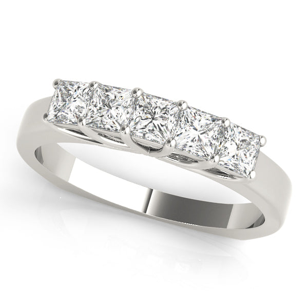 Fancy Princess Half Eternity Ring in Gold & Platinum