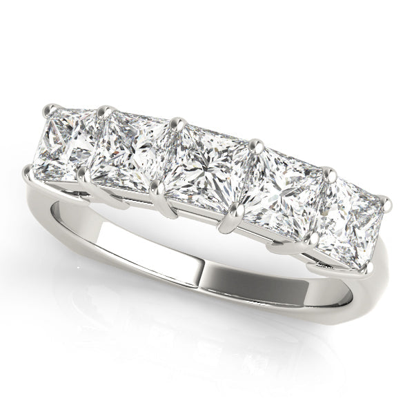 Fancy Princess Half Eternity Ring in Gold & Platinum
