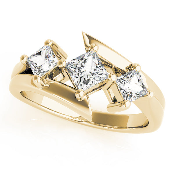 Princess Diamond Trilogy Ring with Open Gallery in 10K/14K gold and platinum with certified lab-grown or natural diamonds