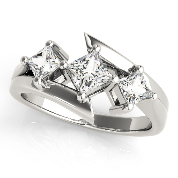 Princess Diamond Trilogy Ring with Open Gallery in 10K/14K gold and platinum with certified lab-grown or natural diamonds