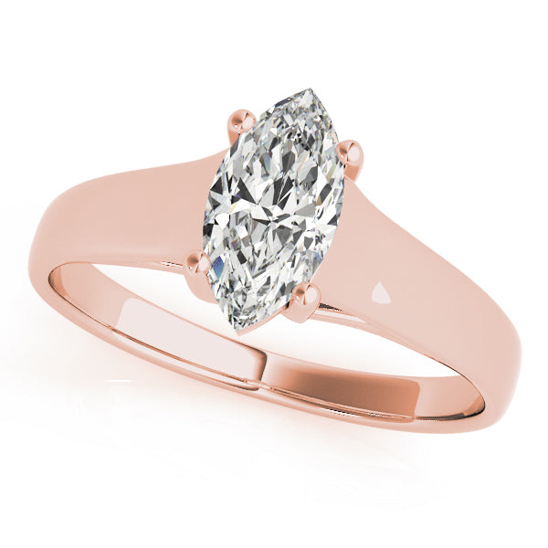 Romantic Solitaires Any Shape Marquise Diamond Engagement Ring in 10K/14K gold and platinum with certified lab-grown or natural diamonds
