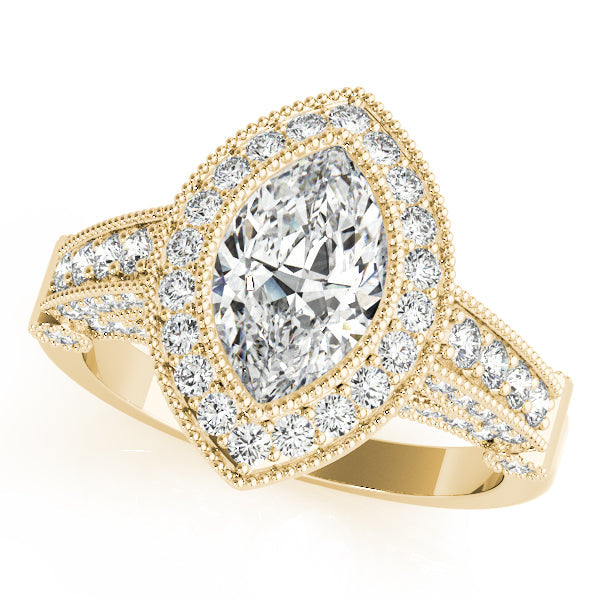 Crowned Color Rings Marquise Diamond Engagement Ring in 10K/14K gold and platinum with certified lab-grown or natural diamonds