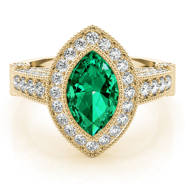 Crowned Color Rings Marquise Diamond Engagement Ring in 10K/14K gold and platinum with certified lab-grown or natural diamonds