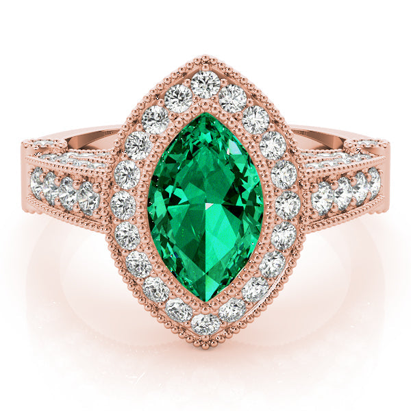 Crowned Color Rings Marquise Diamond Engagement Ring in 10K/14K gold and platinum with certified lab-grown or natural diamonds