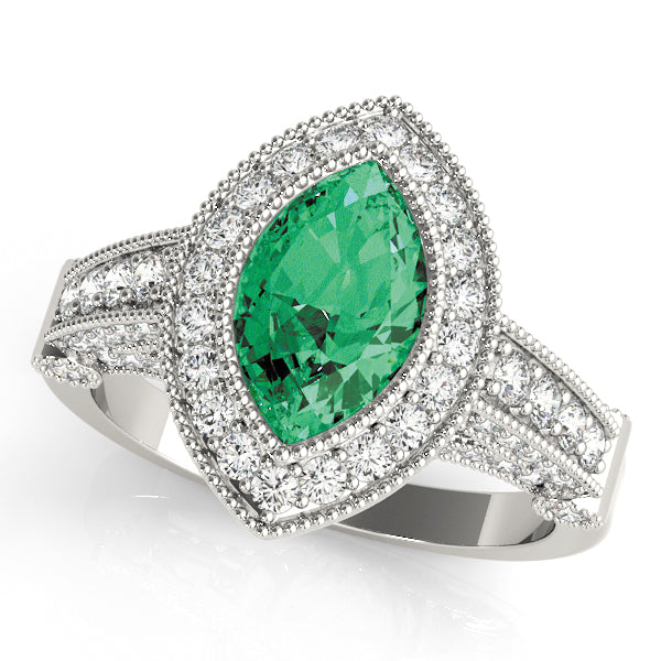 Crowned Color Rings Marquise Diamond Engagement Ring in 10K/14K gold and platinum with certified lab-grown or natural diamonds