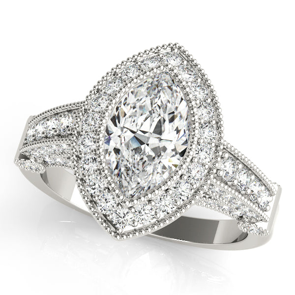 Crowned Color Rings Marquise Diamond Engagement Ring in 10K/14K gold and platinum with certified lab-grown or natural diamonds