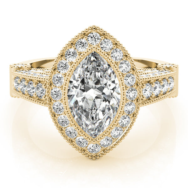 Crowned Color Rings Marquise Diamond Engagement Ring in 10K/14K gold and platinum with certified lab-grown or natural diamonds