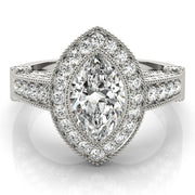 Crowned Color Rings Marquise Diamond Engagement Ring in 10K/14K gold and platinum with certified lab-grown or natural diamonds