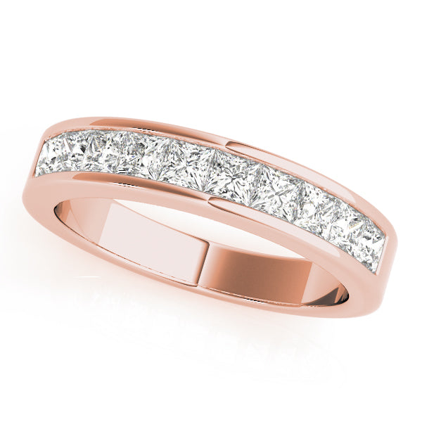 Channel Set Princess Cut Half Eternity Ring in Gold & Platinum