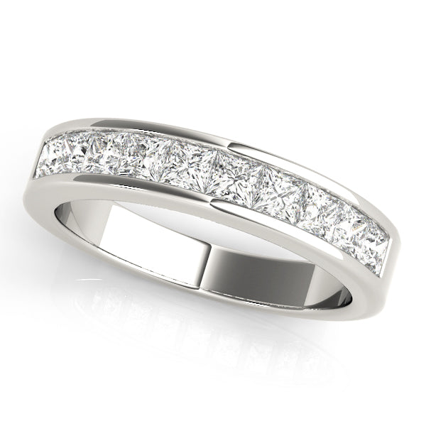 Channel Set Princess Cut Half Eternity Ring in Gold & Platinum