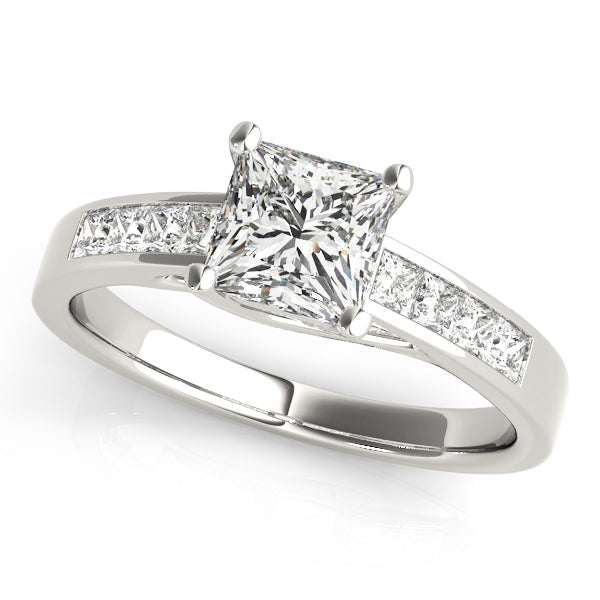 Splendid Trellis Princess Diamond Engagement Ring in 10K/14K gold and platinum with certified lab-grown or natural diamonds