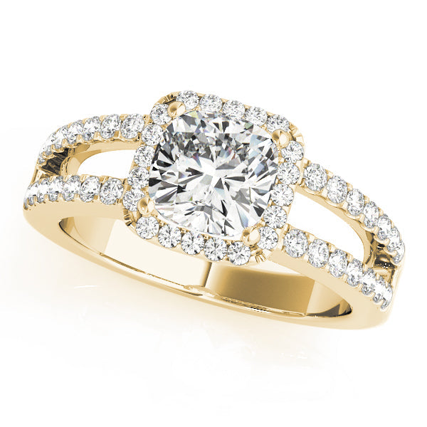 Cherished Halo Princess Diamond Engagement Ring in 10K/14K gold and platinum with certified lab-grown or natural diamonds