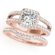 Cherished Halo Princess Diamond Engagement Ring in 10K/14K gold and platinum with certified lab-grown or natural diamonds