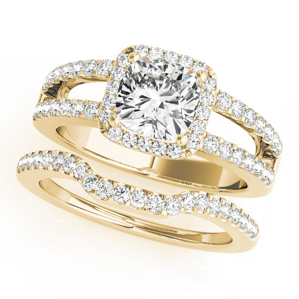 Cherished Halo Princess Diamond Engagement Ring in 10K/14K gold and platinum with certified lab-grown or natural diamonds