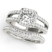 Cherished Halo Princess Diamond Engagement Ring in 10K/14K gold and platinum with certified lab-grown or natural diamonds