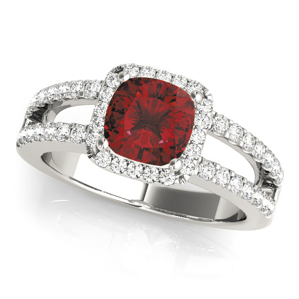 Cherished Halo Princess Diamond Engagement Ring in 10K/14K gold and platinum with certified lab-grown or natural diamonds