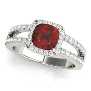 Cherished Halo Princess Diamond Engagement Ring in 10K/14K gold and platinum with certified lab-grown or natural diamonds