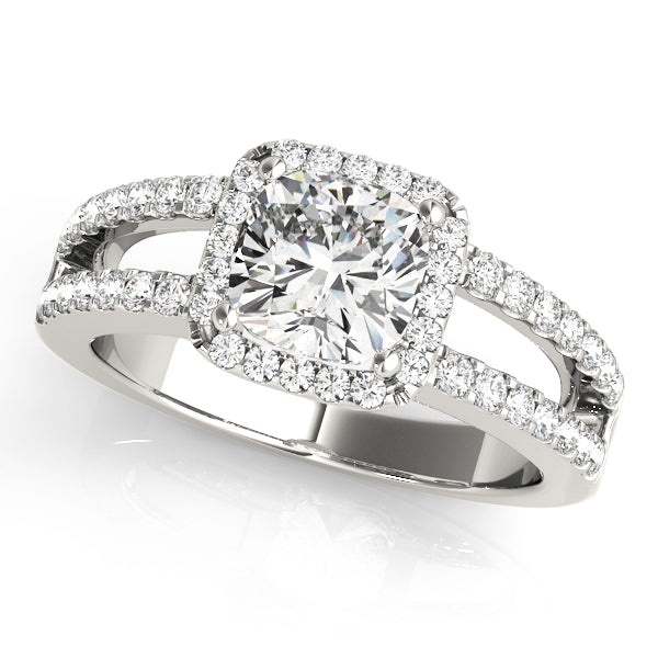 Cherished Halo Princess Diamond Engagement Ring in 10K/14K gold and platinum with certified lab-grown or natural diamonds