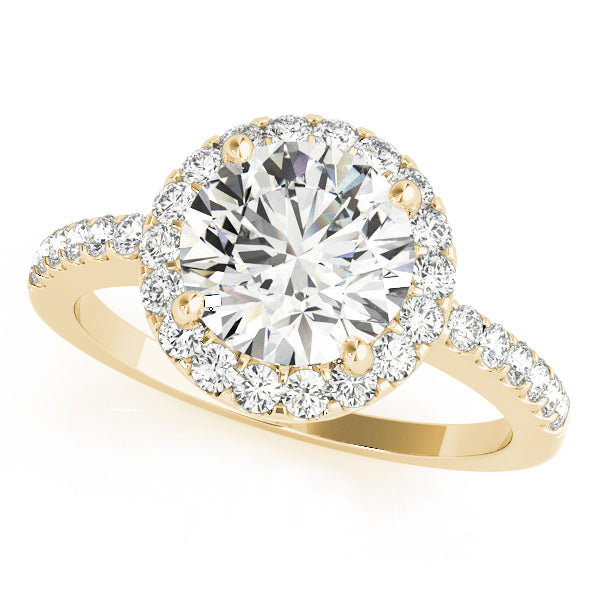 Vintage-Inspired Halo Round Diamond Engagement Ring in 10K/14K gold and platinum with certified lab-grown or natural diamonds