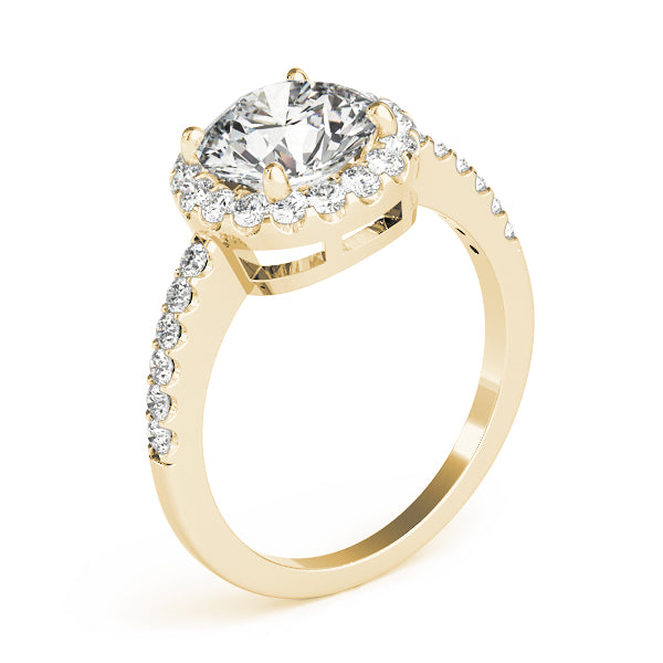 Vintage-Inspired Halo Round Diamond Engagement Ring in 10K/14K gold and platinum with certified lab-grown or natural diamonds