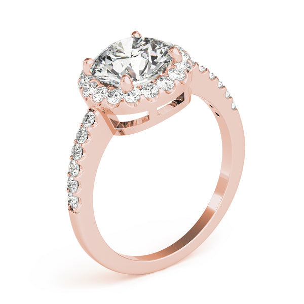 Vintage-Inspired Halo Round Diamond Engagement Ring in 10K/14K gold and platinum with certified lab-grown or natural diamonds