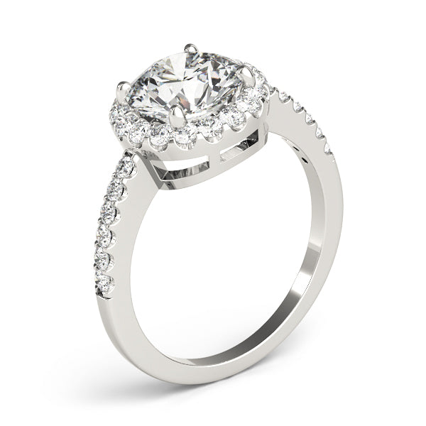 Vintage-Inspired Halo Round Diamond Engagement Ring in 10K/14K gold and platinum with certified lab-grown or natural diamonds