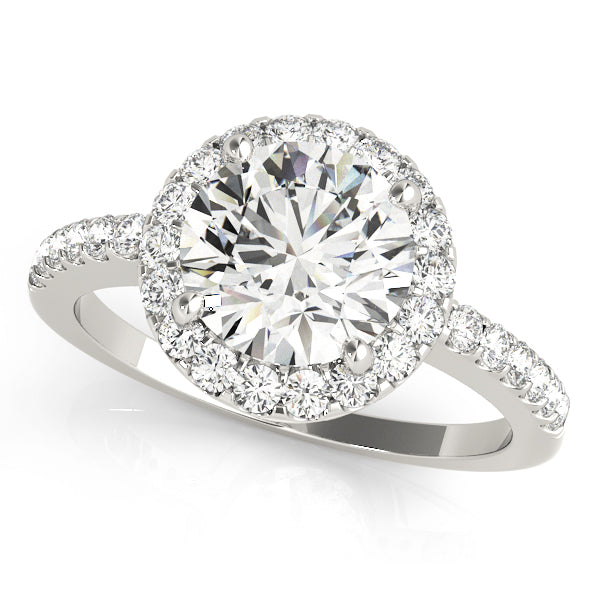 Vintage-Inspired Halo Round Diamond Engagement Ring in 10K/14K gold and platinum with certified lab-grown or natural diamonds