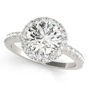 Vintage-Inspired Halo Round Diamond Engagement Ring in 10K/14K gold and platinum with certified lab-grown or natural diamonds