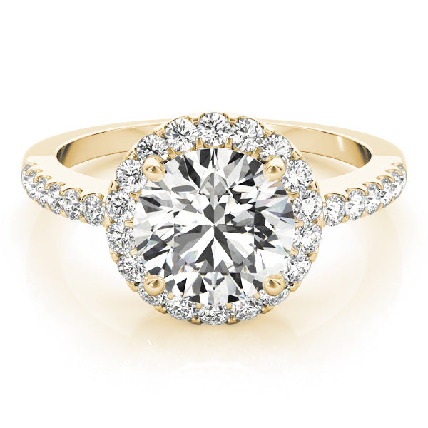 Vintage-Inspired Halo Round Diamond Engagement Ring in 10K/14K gold and platinum with certified lab-grown or natural diamonds
