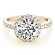 Vintage-Inspired Halo Round Diamond Engagement Ring in 10K/14K gold and platinum with certified lab-grown or natural diamonds