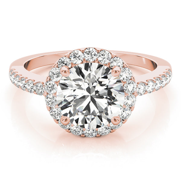 Vintage-Inspired Halo Round Diamond Engagement Ring in 10K/14K gold and platinum with certified lab-grown or natural diamonds