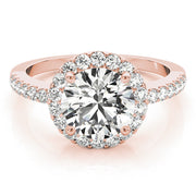 Vintage-Inspired Halo Round Diamond Engagement Ring in 10K/14K gold and platinum with certified lab-grown or natural diamonds