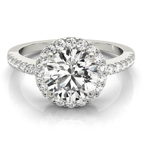 Vintage-Inspired Halo Round Diamond Engagement Ring in 10K/14K gold and platinum with certified lab-grown or natural diamonds