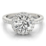 Vintage-Inspired Halo Round Diamond Engagement Ring in 10K/14K gold and platinum with certified lab-grown or natural diamonds