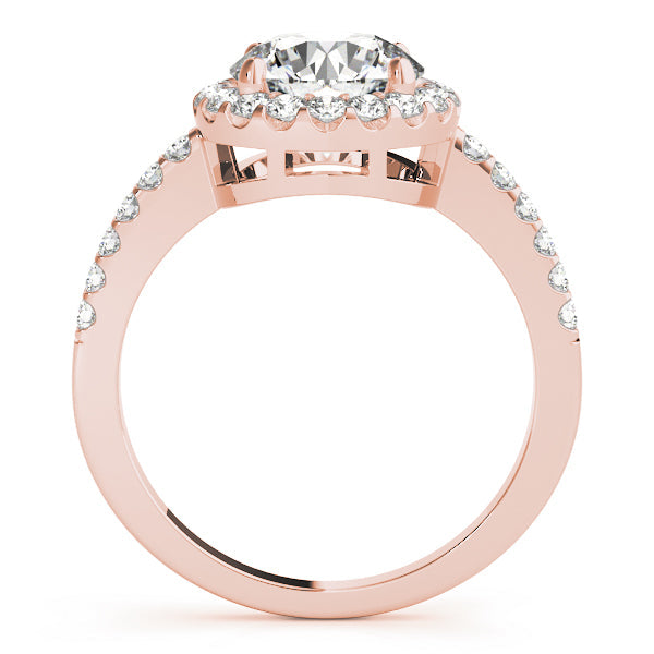 Vintage-Inspired Halo Round Diamond Engagement Ring in 10K/14K gold and platinum with certified lab-grown or natural diamonds