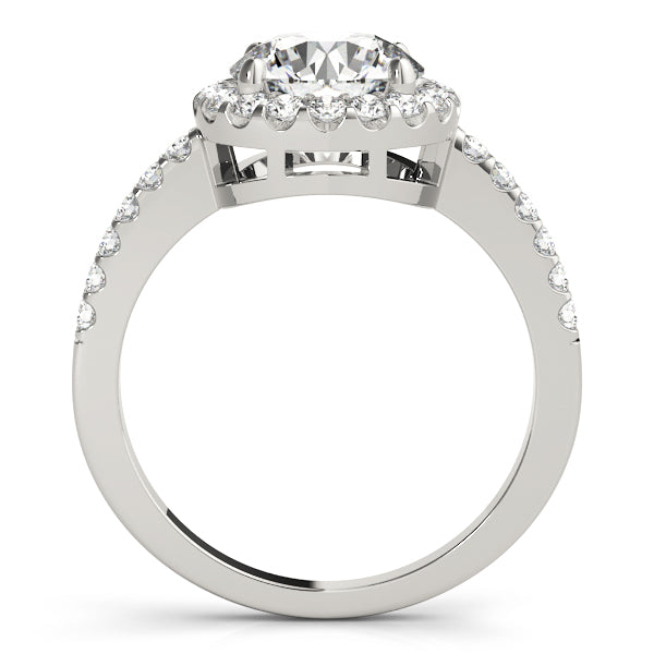Vintage-Inspired Halo Round Diamond Engagement Ring in 10K/14K gold and platinum with certified lab-grown or natural diamonds