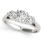 Round Three Stone Diamond Ring with Hidden Halo in 10K/14K gold and platinum with certified lab-grown or natural diamonds