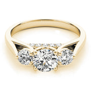 Round Three Stone Diamond Ring with Hidden Halo in 10K/14K gold and platinum with certified lab-grown or natural diamonds