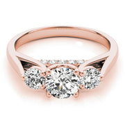 Round Three Stone Diamond Ring with Hidden Halo in 10K/14K gold and platinum with certified lab-grown or natural diamonds
