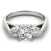 Round Three Stone Diamond Ring with Hidden Halo in 10K/14K gold and platinum with certified lab-grown or natural diamonds