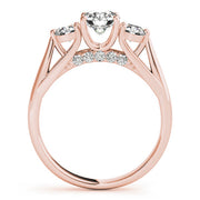 Round Three Stone Diamond Ring with Hidden Halo in 10K/14K gold and platinum with certified lab-grown or natural diamonds