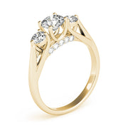 Round Three Stone Diamond Ring with Hidden Halo in 10K/14K gold and platinum with certified lab-grown or natural diamonds