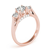 Round Three Stone Diamond Ring with Hidden Halo in 10K/14K gold and platinum with certified lab-grown or natural diamonds